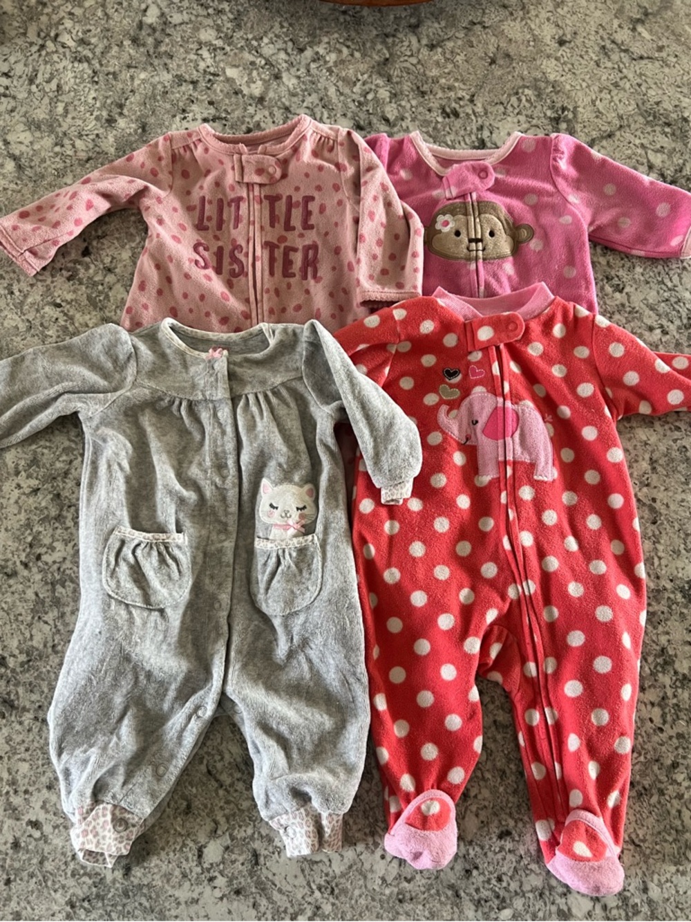 Carter’s Just for You Fleece Zip Lot of 4 Sleepers - 0-3 Months Girl